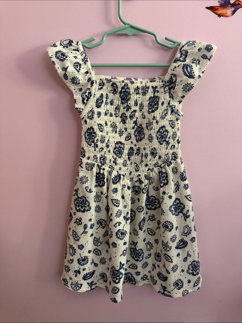 OshKosh B'gosh Cream Dress with Navy Floral Print